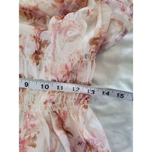 Lulus Babydoll Coquette Milkmaid Smocked Tiered Flowy Mini Dress Woman's Size M - Picture 13 of 16